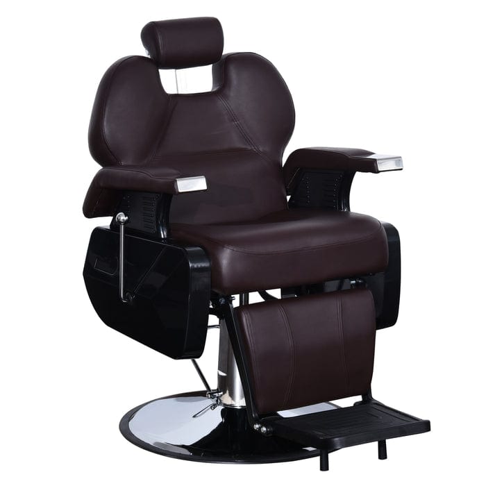 ShopSalonCity BarberPub Hydraulic Recline Barber Chair  6154-2688 Black / Steel Frame/ Faux Leather FF-BAP-6154-2688-BLK