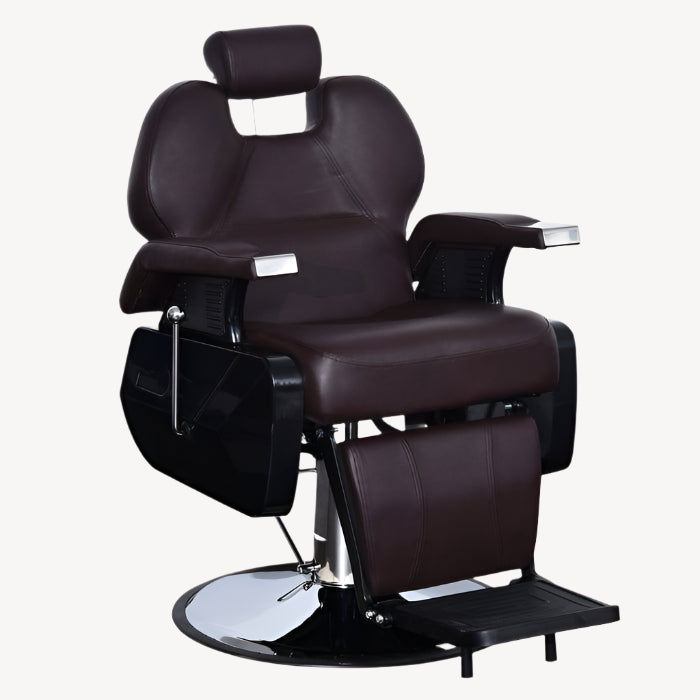 ShopSalonCity BarberPub Hydraulic Recline Barber Chair  6154-2688 Black / Steel Frame/ Faux Leather FF-BAP-6154-2688-BLK
