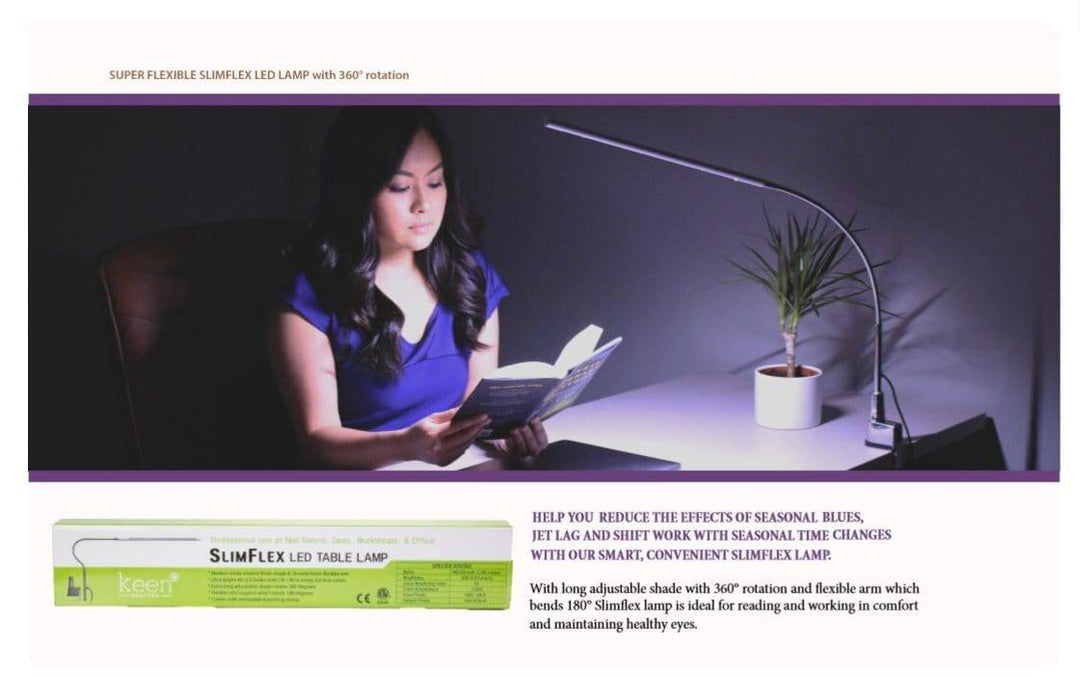 Keen Essentials KEEN Slimflex LED Table Lamp Stylish Desk Lamp, Nail Salon Table Lamp