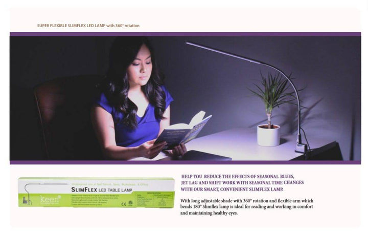 Keen Essentials KEEN Slimflex LED Table Lamp Stylish Desk Lamp, Nail Salon Table Lamp