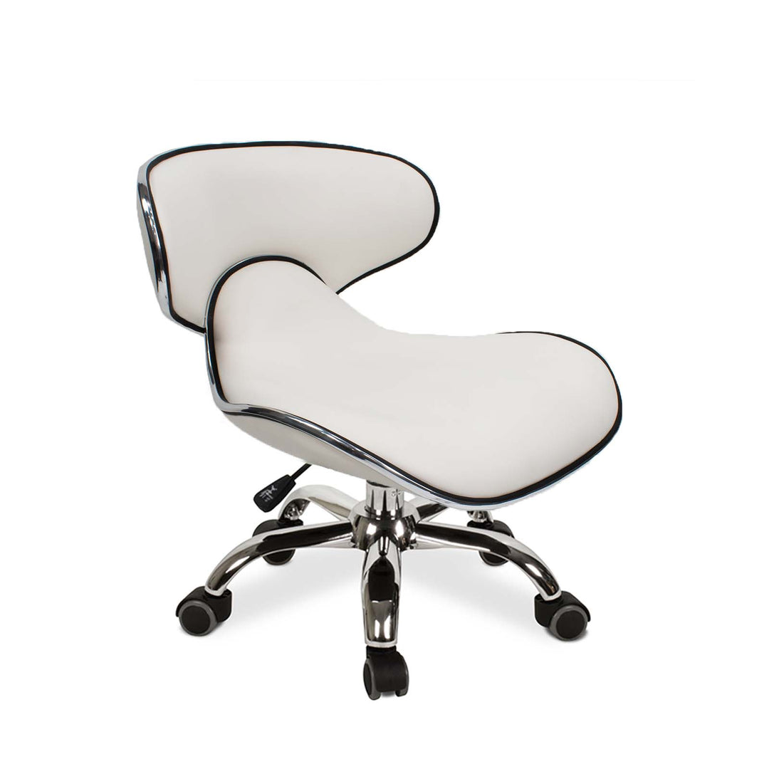 Mayakoba UMI Salon Pedicure Technician Stool, Rolling Seat with Adjustable 13"-15" White LGR-PDSTL-10612-WH