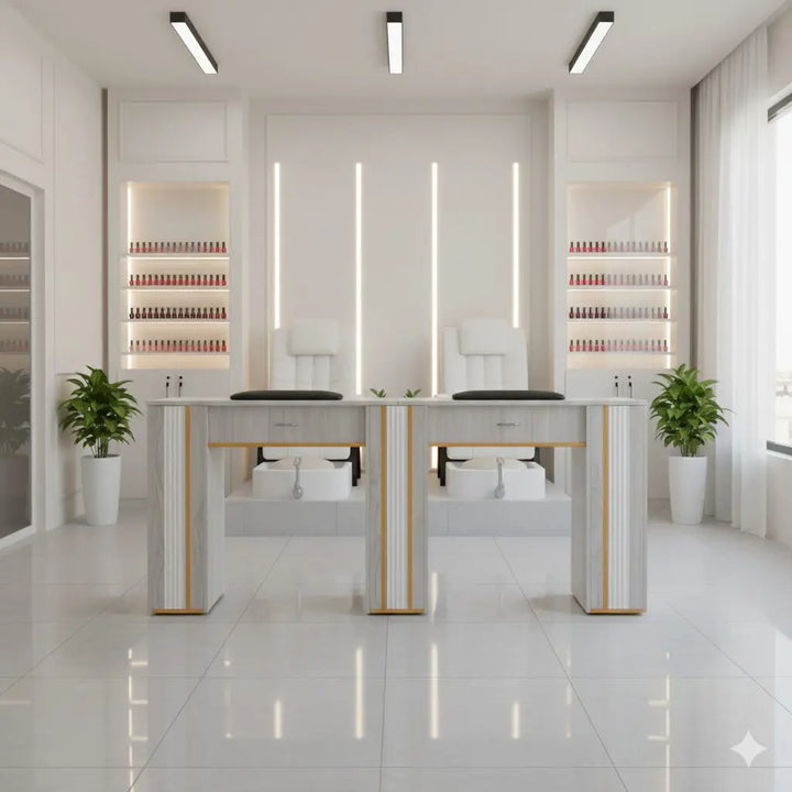 J&A USA GrayGold Nail Double Table DSP-J&A-NTBL-GG-DOUBLE