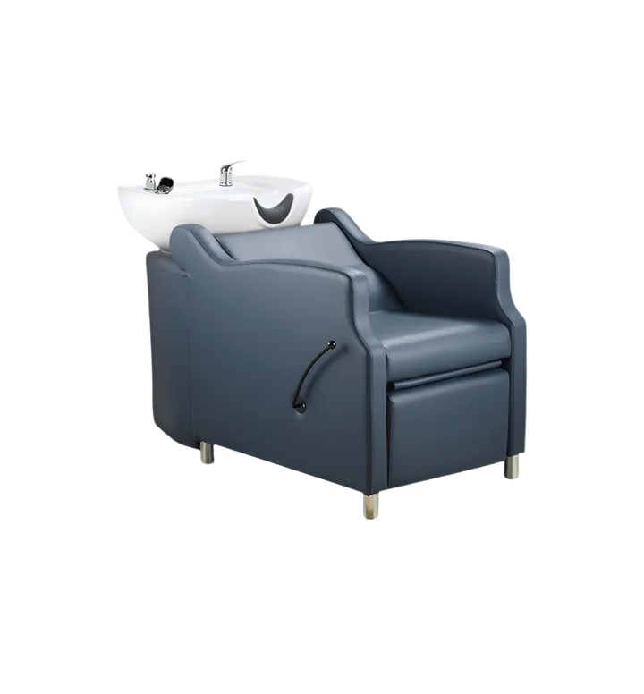Keller International Amaré Shampoo Bowl & Chair Slate Blue / White / Chrome DSP-KEL-BWSH-K4002-SLATEBLUE