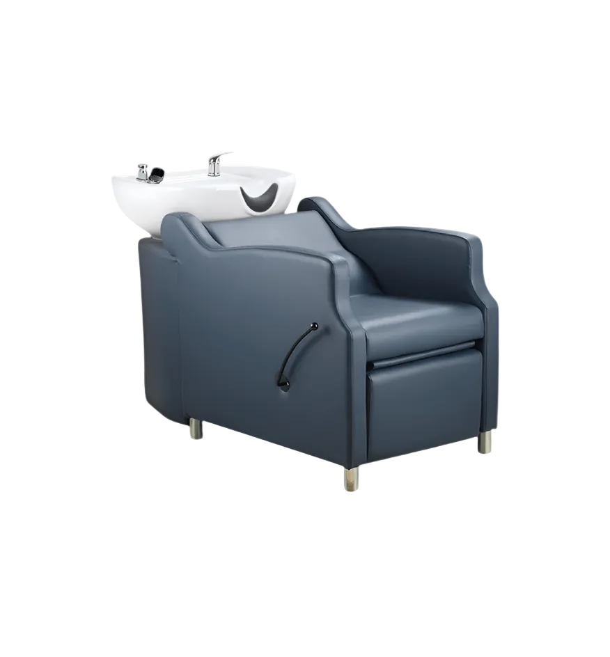 Keller International Amaré Shampoo Bowl & Chair Slate Blue / White / Chrome DSP-KEL-BWSH-K4002-SLATEBLUE