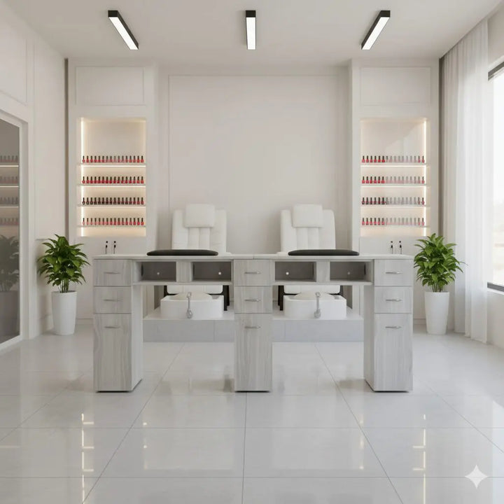 J&A USA GrayGold Nail Double Table DSP-J&A-NTBL-GG-DOUBLE