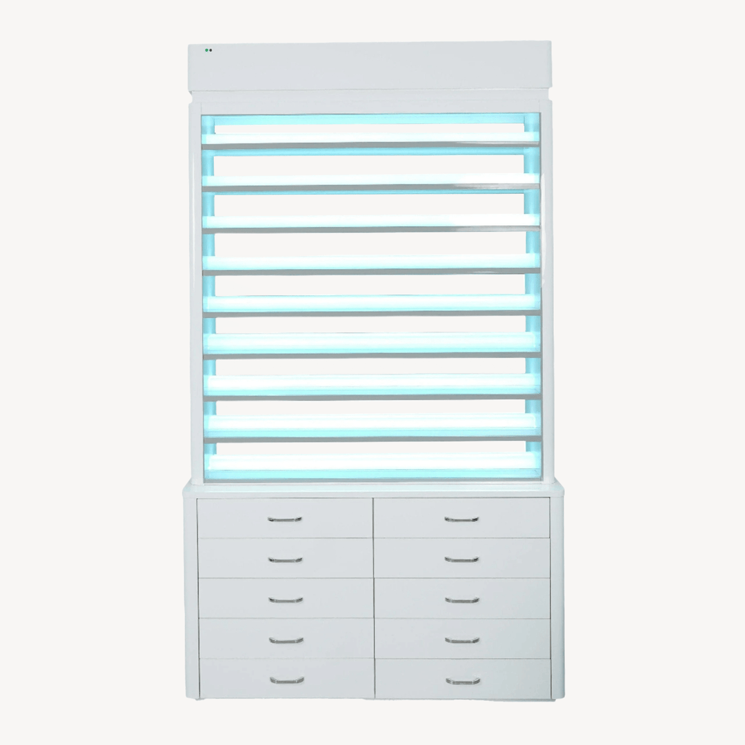 LUX SPA LUX M2 Double Side Access Polish & Powder Rack With Drawers DSP-LUX-NRTBL-M2