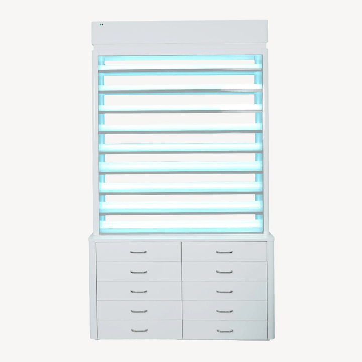 LUX SPA LUX M2 Double Side Access Polish & Powder Rack With Drawers DSP-LUX-NRTBL-M2