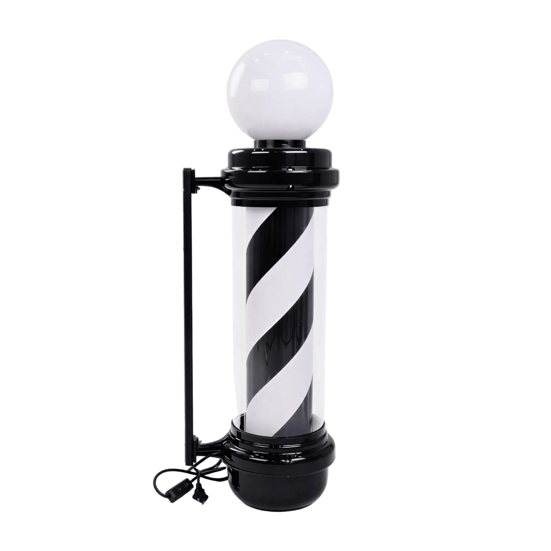 Berkeley LED Barber Pole with Lamp Black/White Strip DPI-BBP-021-WHTBLK