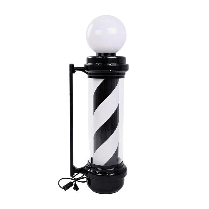 Berkeley LED Barber Pole with Lamp Black/White Strip DPI-BBP-021-WHTBLK