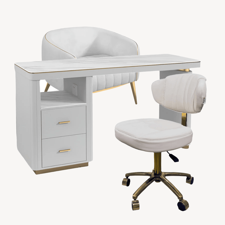 Yoocell YOOCELL Manicure Table, Chair & Stool Set AG1850 FF-YCL-SET-1850/1911-WHT-KIT