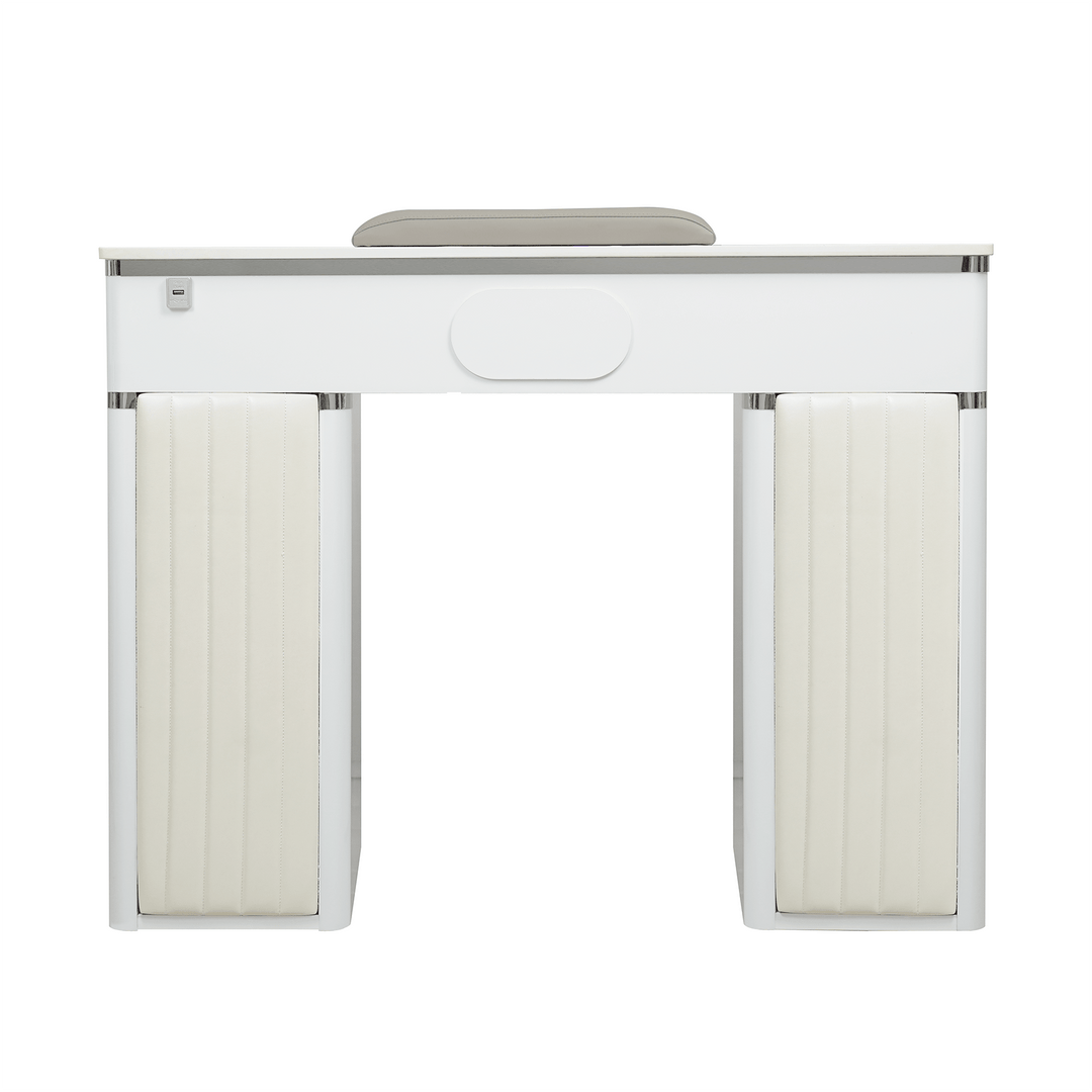 LUX SPA LUX 450 Single Manicure Nail Table Marble ( No Vacuum ) LUX450 Pearl White / 37.5 inches Length / Table Only DSP-LUX-NTBL-LUX450
