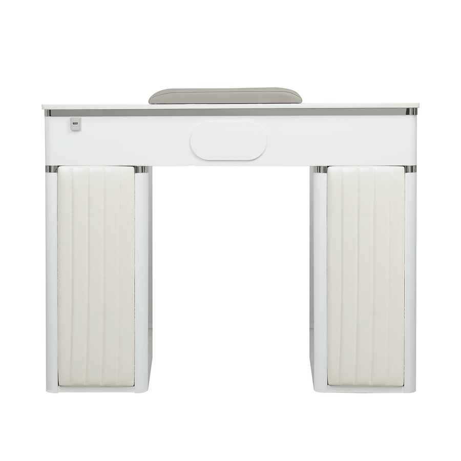 LUX SPA LUX 450 Single Manicure Nail Table Marble ( No Vacuum ) LUX450 Pearl White / 37.5 inches Length / Table Only DSP-LUX-NTBL-LUX450