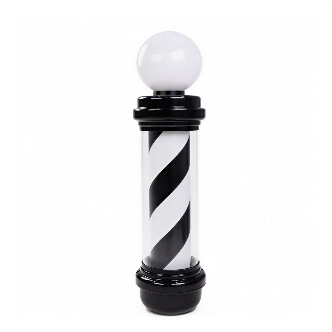 Berkeley LED Barber Pole with Lamp Black/White Strip DPI-BBP-021-WHTBLK