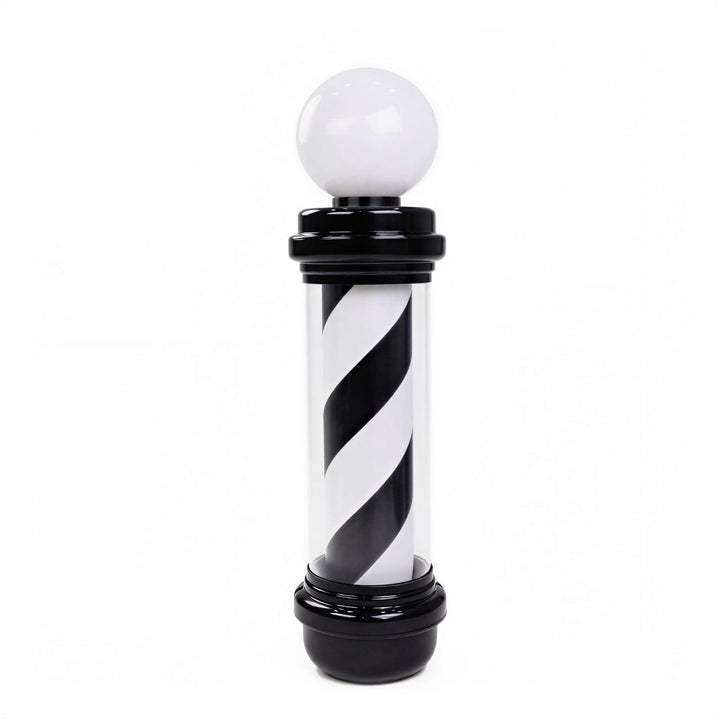 Berkeley LED Barber Pole with Lamp Black/White Strip DPI-BBP-021-WHTBLK