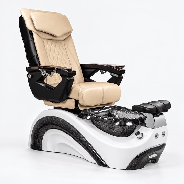 Mayakoba PERLA Shiatsulogic LX Pedicure Chair Light Khaki LX / White and Black Perla AYC-SPA-PERLA-LX1807-822WHTBLK-18VLKK