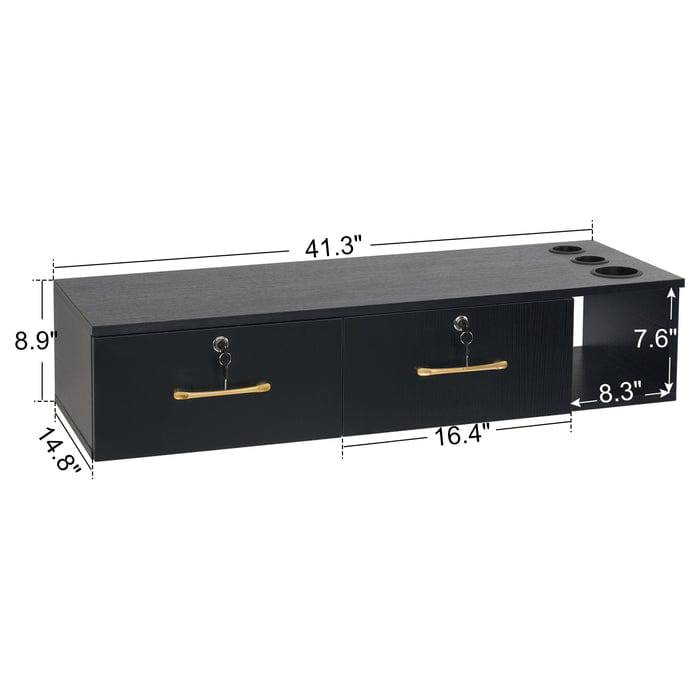 Brooks Salon Furnishing Wall-Mounted Secure Styling Station with Drawers