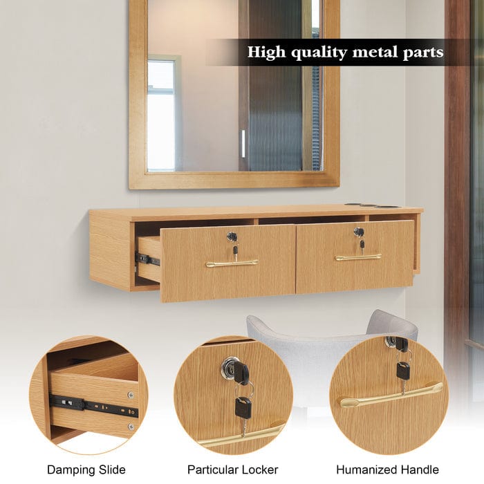 Brooks Salon Furnishing Wall-Mounted Secure Styling Station with Drawers