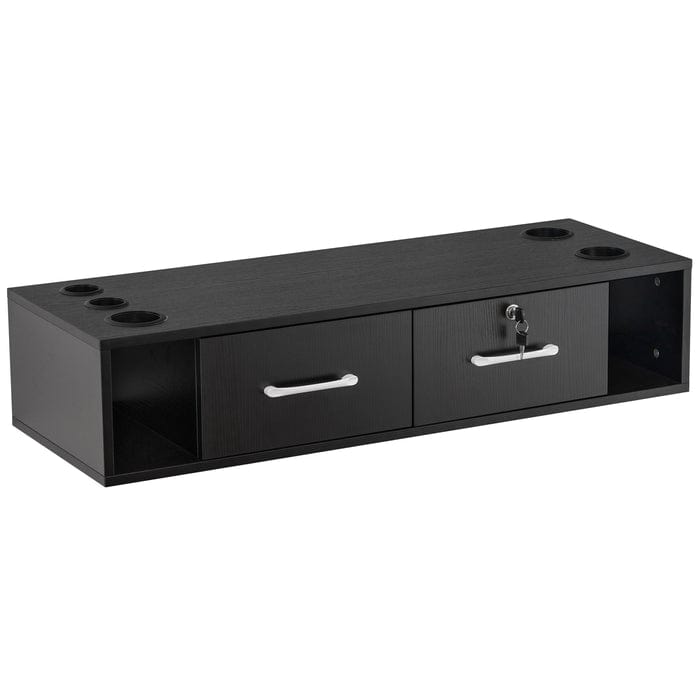 Brooks Salon Furnishing Versatile Wall-Mounted Salon Station with Drawers, Cabinet, and Open Storage 2502-Black FF-BBP-SYSTL-2502-BLK