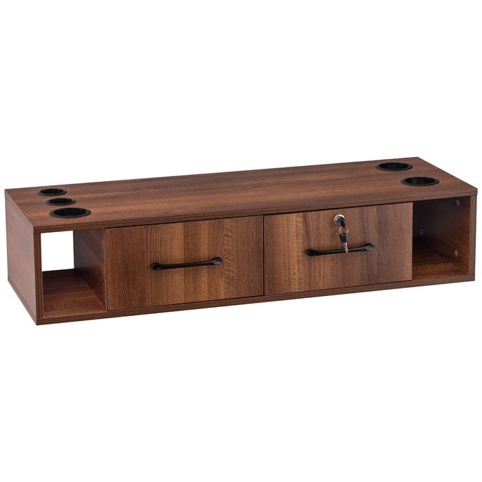 Brooks Salon Furnishing Versatile Wall-Mounted Salon Station with Drawers, Cabinet, and Open Storage 2502-Brown FF-BBP-SYSTL-2502-BRN