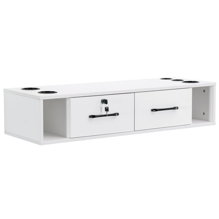 Brooks Salon Furnishing Versatile Wall-Mounted Salon Station with Drawers, Cabinet, and Open Storage 2502-White FF-BBP-SYSTL-2502-WHT