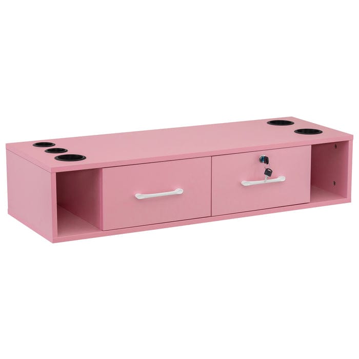Brooks Salon Furnishing Versatile Wall-Mounted Salon Station with Drawers, Cabinet, and Open Storage 2502-Pink FF-BBP-SYSTL-2502-PNK