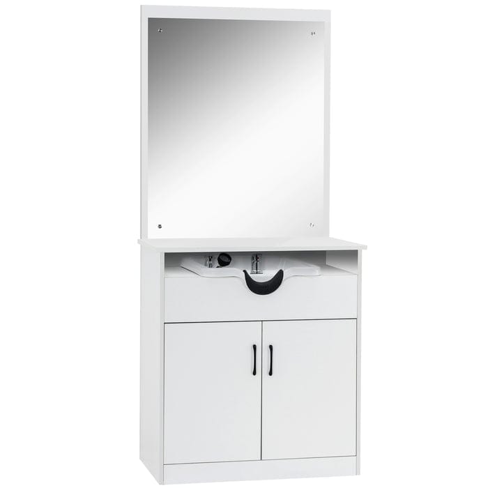 Brooks Salon Furnishing MirrorBack Salon Spa Station White FF-BBP-SYSTL-3130-WHT