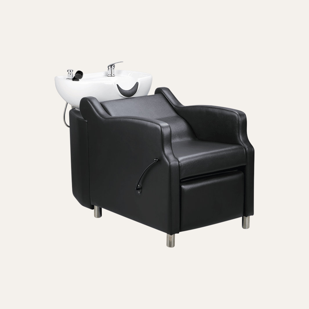 Keller International Amaré Shampoo Bowl & Chair Black / White / Chrome DSP-KEL-BWSH-K4002-BLACK