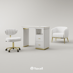 Yoocell YOOCELL Manicure Table, Chair & Stool Set AG1850 FF-YCL-SET-1850/1911-WHT-KIT