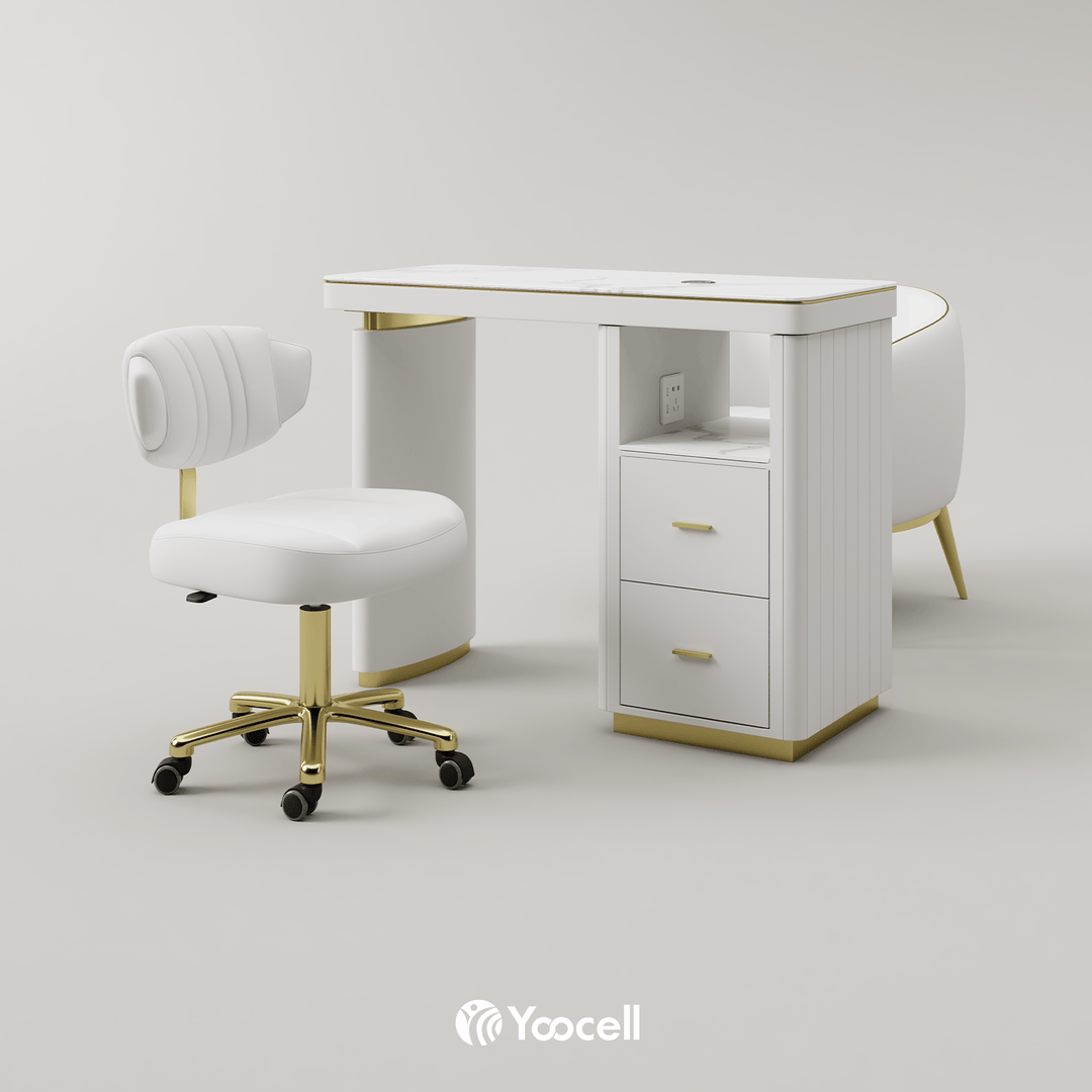 Yoocell YOOCELL Manicure Table, Chair & Stool Set AG1850 FF-YCL-SET-1850/1911-WHT-KIT