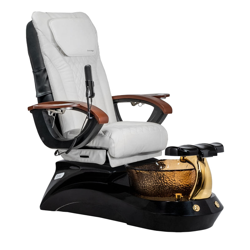 Mayakoba LOTUS II Shiatsulogic EX-R Pedicure Chair White EXR / Black and All Gold Lotus II