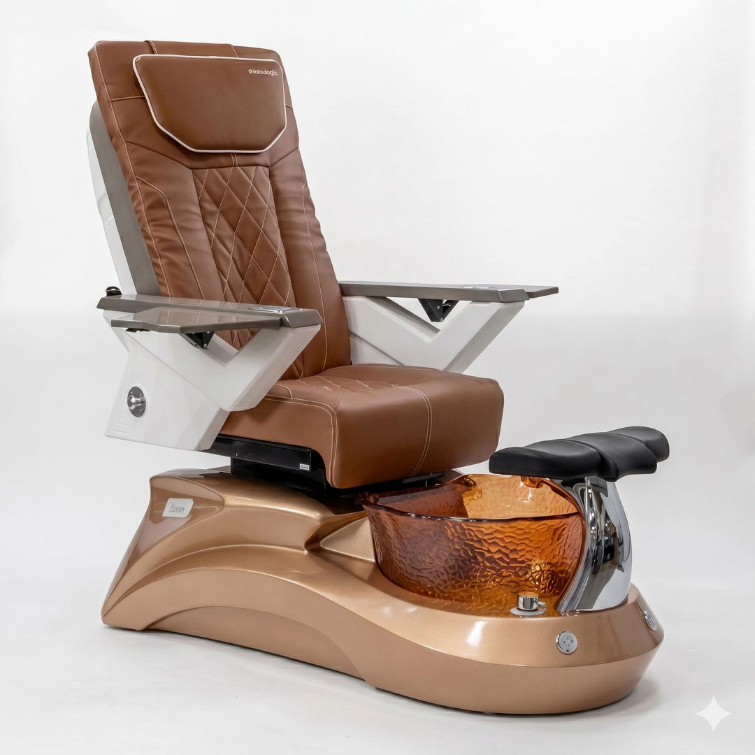 Mayakoba LOTUS II Shiatsulogic FX Pedicure Chair Cappuccino FX / Rose Gold Lotus II AYC-SPA-LOTUS-2-FX9653-839AMLTGLD-53CPO