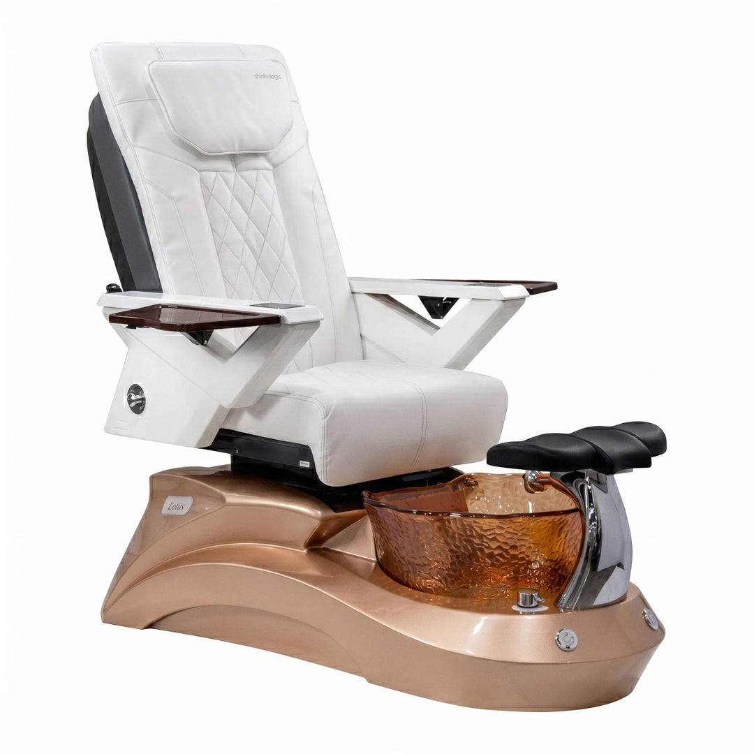 Mayakoba LOTUS II Shiatsulogic FX Pedicure Chair White FX / Rose Gold Lotus II AYC-SPA-LOTUS-2-FX9653-839AMLTGLD-53WHT