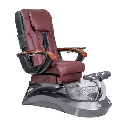 Mayakoba LOTUS II Shiatsulogic EX-R Pedicure Chair Burgundy EXR / Metallic Grey and Crystal Lotus II