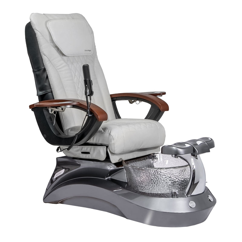 Mayakoba LOTUS II Shiatsulogic EX-R Pedicure Chair White EXR / Metallic Grey and Crystal Lotus II
