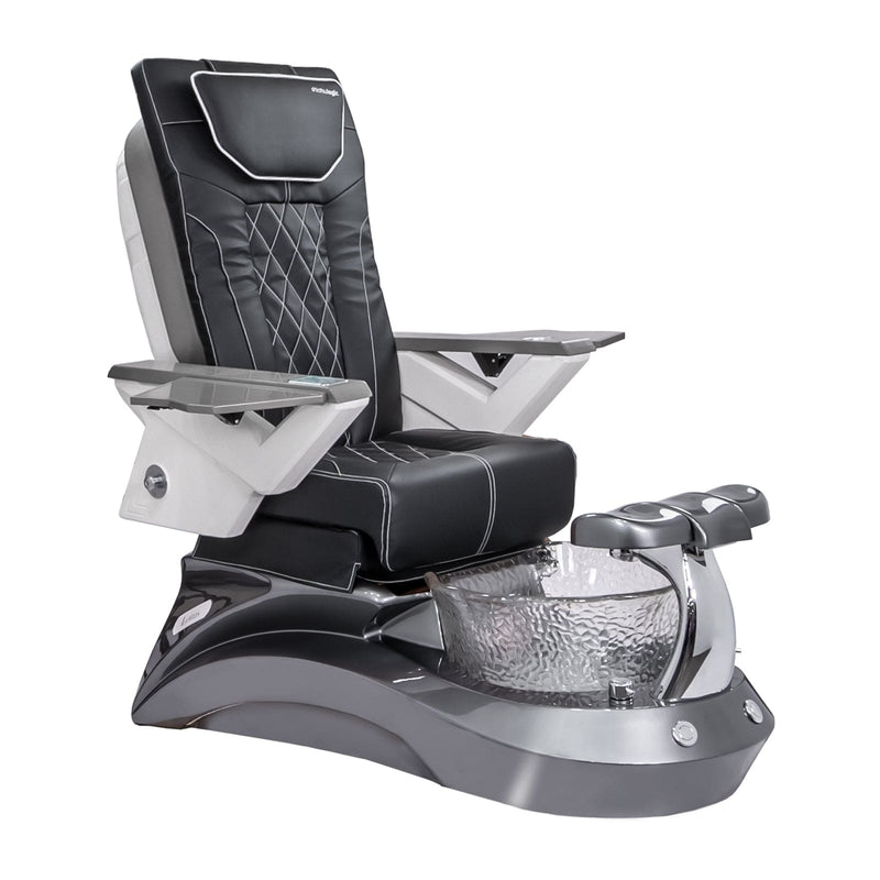 Mayakoba LOTUS II Shiatsulogic FX Pedicure Chair Black FX / Metallic Grey and Crystal Lotus II AYC-SPA-LOTUS-2-FX9652-839MLTGRY-52BLK