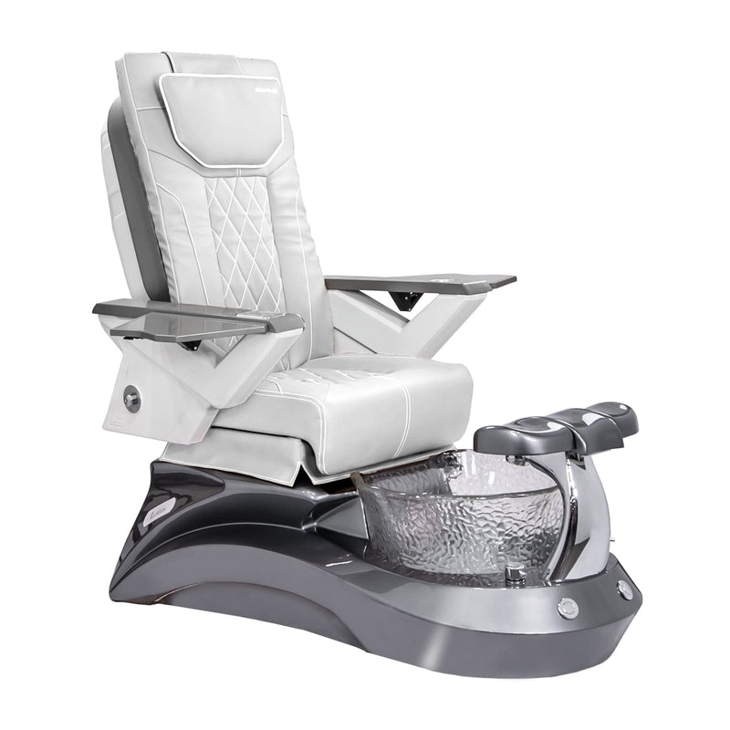 Mayakoba LOTUS II Shiatsulogic FX Pedicure Chair White FX / Metallic Grey and Crystal Lotus II AYC-SPA-LOTUS-2-FX9652-839MLTGRY-52WHT