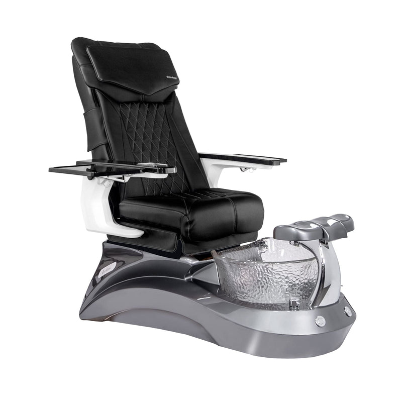 Mayakoba LOTUS II Shiatsulogic DX Pedicure Chair DX-Black / Metallic Grey and Crystal Lotus II AYC-SPA-LOTUS-2-DX-839MLTGRY-18VBLK