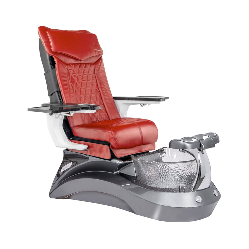 Mayakoba LOTUS II Shiatsulogic DX Pedicure Chair DX-Red / Metallic Grey and Crystal Lotus II AYC-SPA-LOTUS-2-DX-839MLTGRY-18VRED