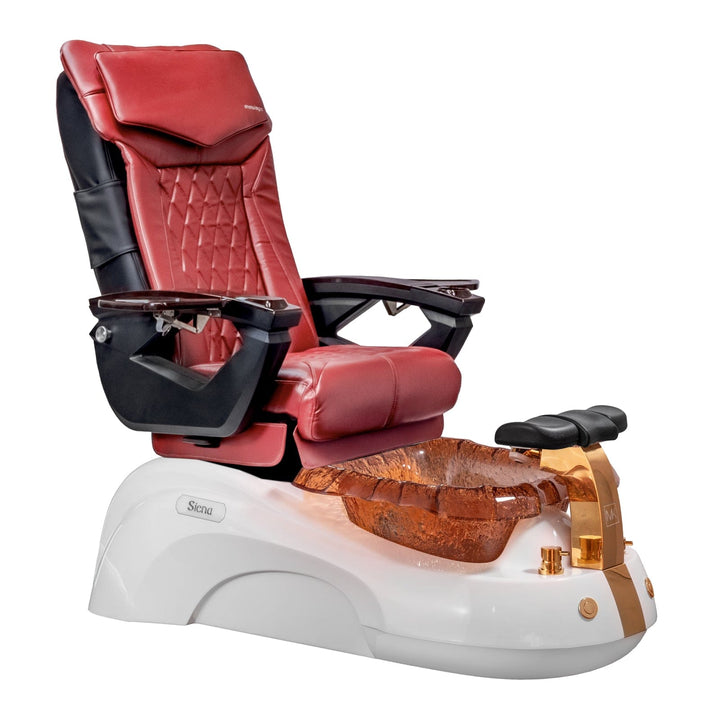Mayakoba SIENA Shiatsulogic LX Pedicure Chair Deep Red LX / White and Gold Siena AYC-SPA-SIENA-LX1807-817WHGLD-18VRD