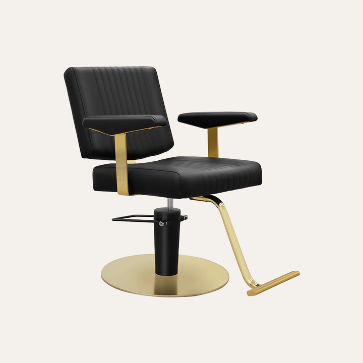 Keller International Athena Salon Chair Black / Gold +$19 *Special Care Instructions* / T-Shaped Gold +$29 DSP-KEL-APCHR-K1158-T-BLACK