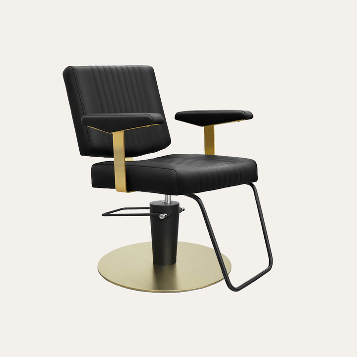 Keller International Athena Salon Chair Black / Gold +$19 *Special Care Instructions* / U-Shaped Black DSP-KEL-APCHR-K1158-T-BLACK