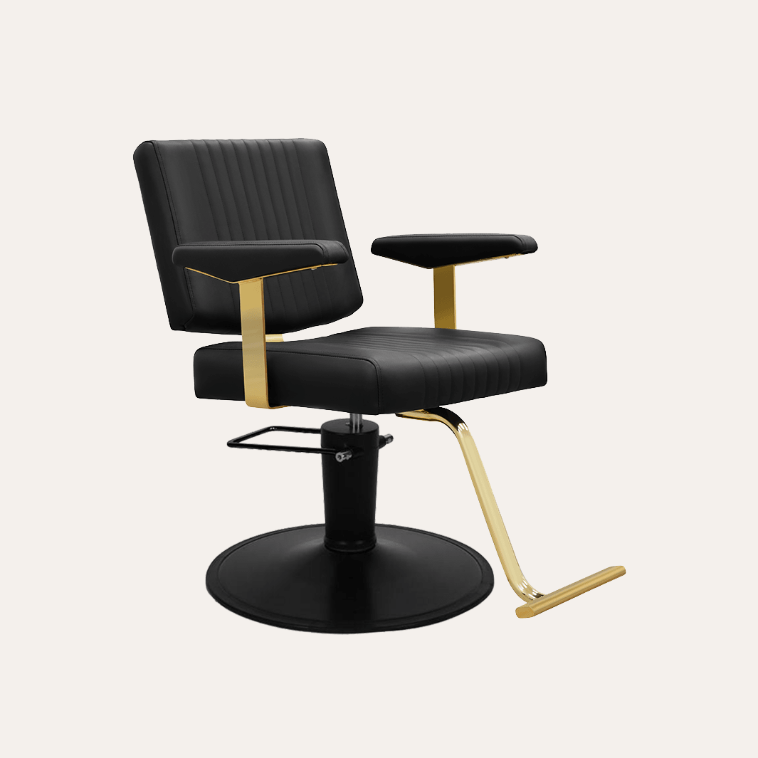 Keller International Athena Salon Chair Black / Black / T-Shaped Gold +$29 DSP-KEL-APCHR-K1158-T-BLACK