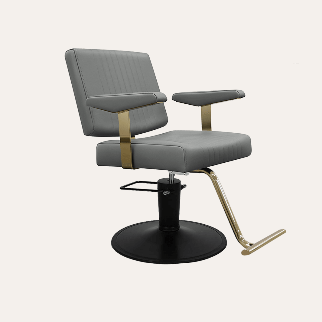 Keller International Athena Salon Chair Grey / Black / T-Shaped Gold +$29 DSP-KEL-APCHR-K1158-T-GREY