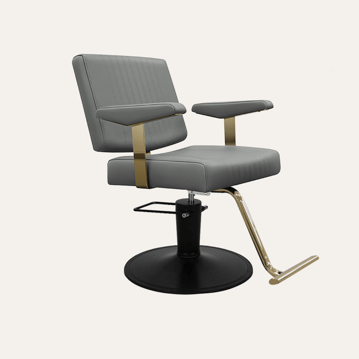 Keller International Athena Salon Chair Grey / Black / T-Shaped Gold +$29 DSP-KEL-APCHR-K1158-T-GREY