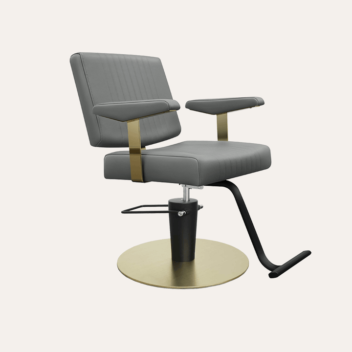 Keller International Athena Salon Chair Grey / Gold +$19 *Special Care Instructions* / T-Shaped Black DSP-KEL-APCHR-K1158-T-GREY