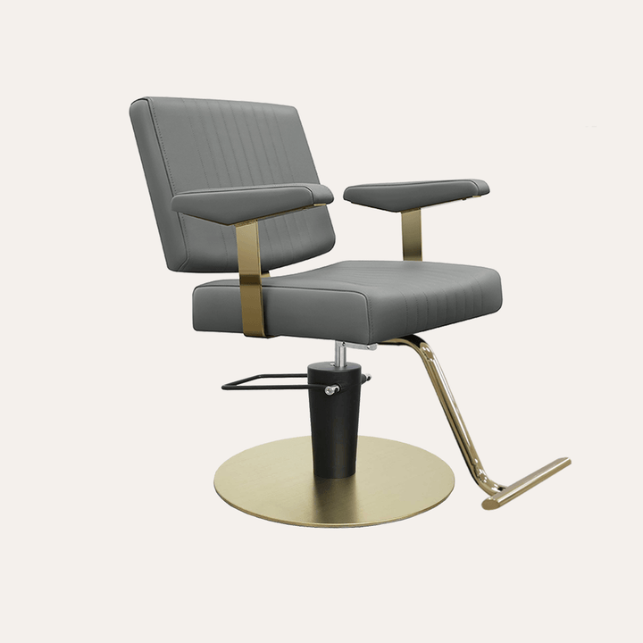 Keller International Athena Salon Chair Grey / Gold +$19 *Special Care Instructions* / T-Shaped Gold +$29 DSP-KEL-APCHR-K1158-T-GREY