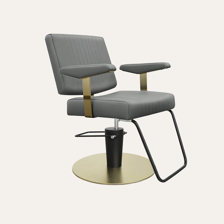 Keller International Athena Salon Chair Grey / Gold +$19 *Special Care Instructions* / U-Shaped Black DSP-KEL-APCHR-K1158-T-GREY