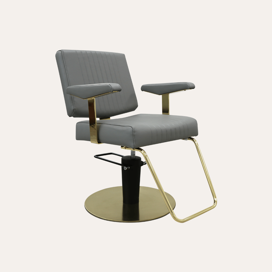 Keller International Athena Salon Chair Grey / Gold +$19 *Special Care Instructions* / U-Shaped Gold +$29 DSP-KEL-APCHR-K1158-T-GREY
