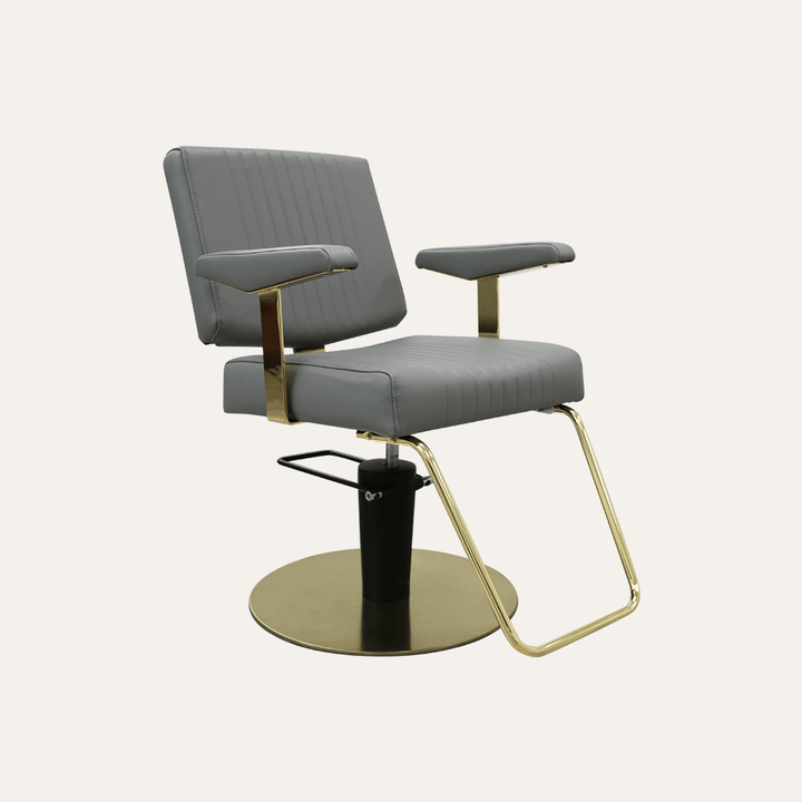 Keller International Athena Salon Chair Grey / Gold +$19 *Special Care Instructions* / U-Shaped Gold +$29 DSP-KEL-APCHR-K1158-T-GREY