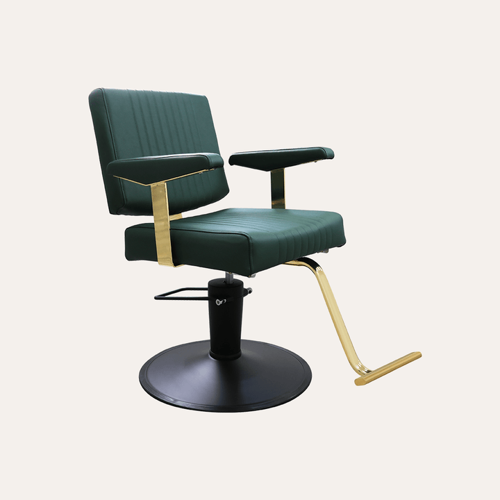 Keller International Athena Salon Chair Evergreen / Black / T-Shaped Gold +$29 DSP-KEL-APCHR-K1158-T-EVERGREEN